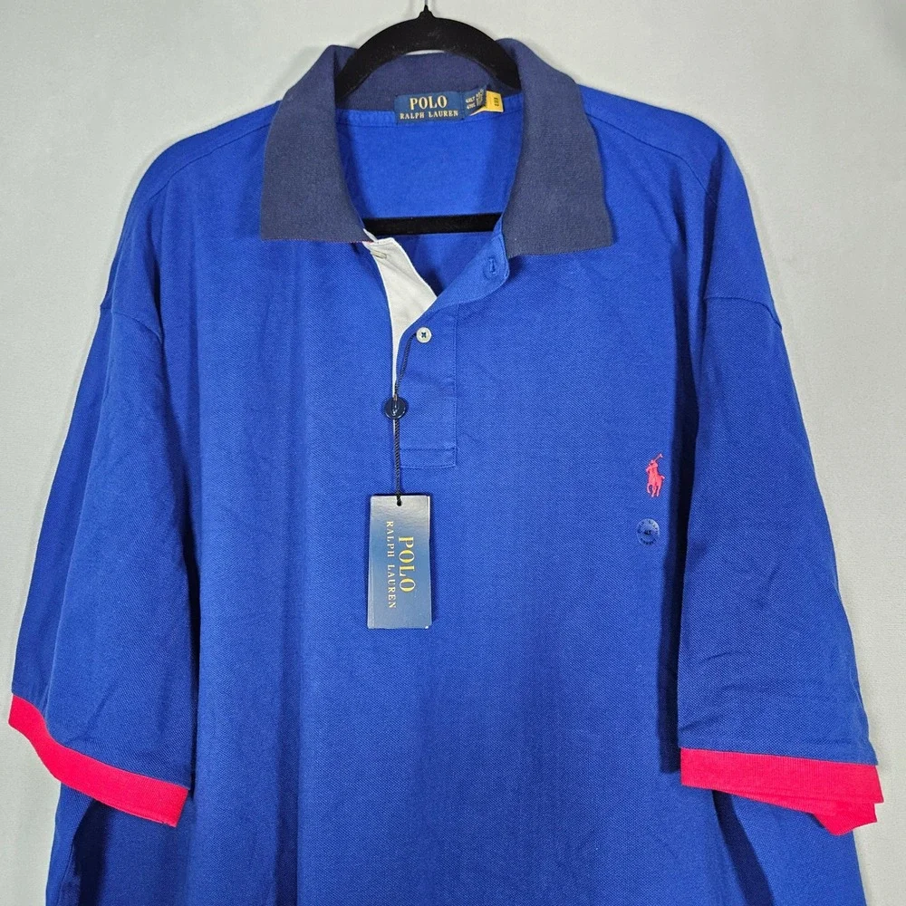 NWT Polo Ralph Lauren Polo Shirt Mens 4XLT Blue Short Sleeve Pony Classic Preppy